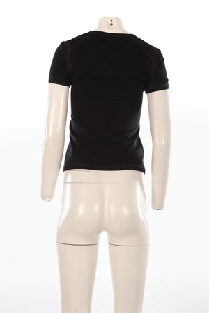 CHANEL BLACK 2007 COTTON T-SHIRT FR 40 UK 12