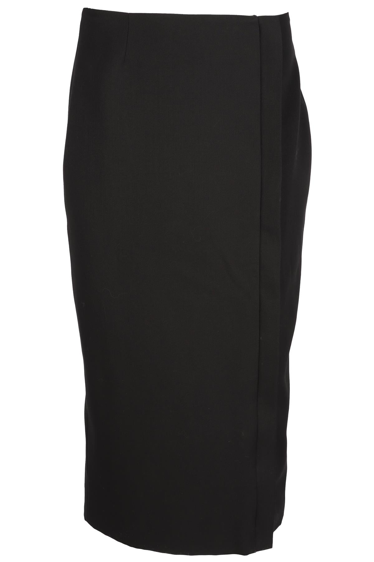 HAIDER ACKERMANN BLACK WOOL MIDI SKIRT FR 40 UK 8