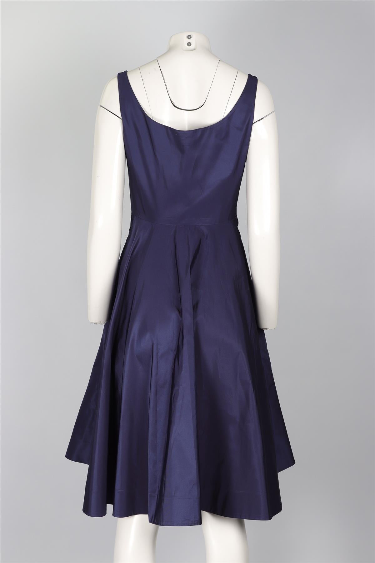 MIU MIU NAVY TAFFETA MIDI DRESS IT 40 UK 8