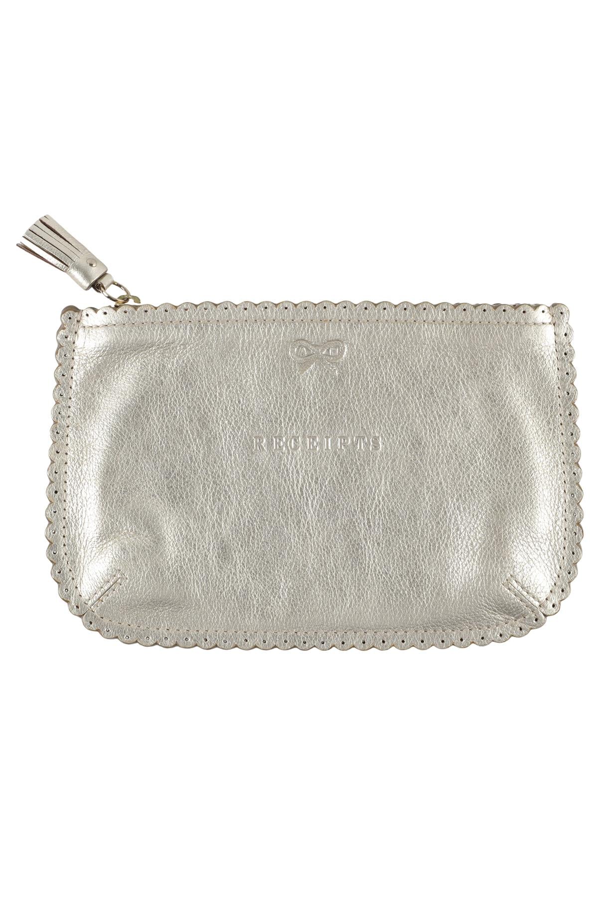 ANYA HINDMARCH GOLD SMALL LEATHER POUCH
