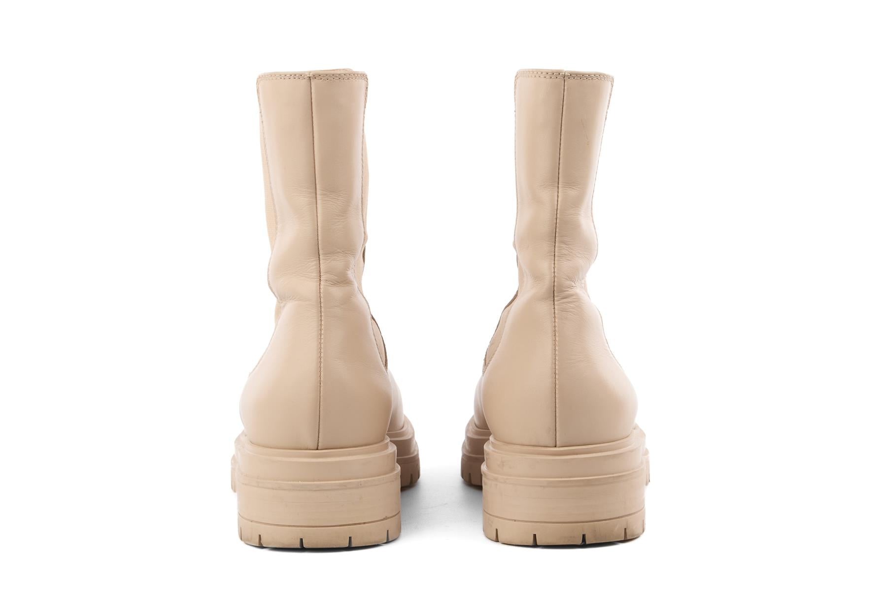 GIANVITO ROSSI BEIGE LEATHER ANKLE BOOTS EU 39 UK 6 US 9