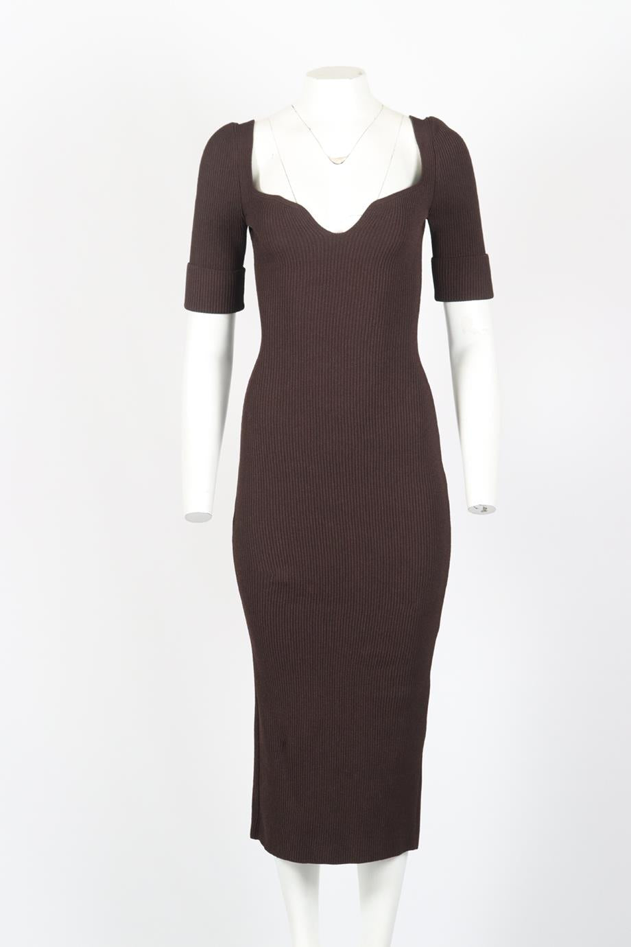 KHAITE RIBBED KNIT MIDI DRESS MEDIUM
