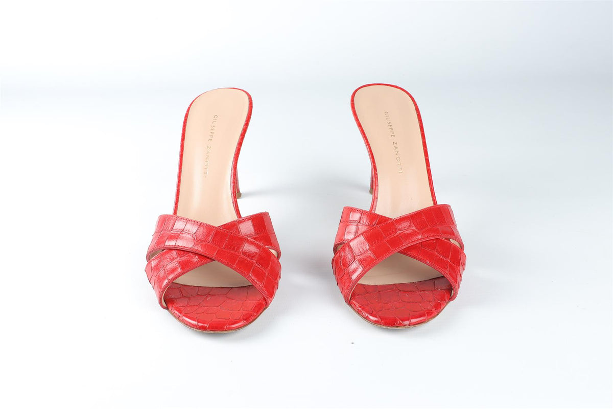 GIUSEPPE ZANOTTI RED LEATHER MULES EU 36 UK 3 US 6