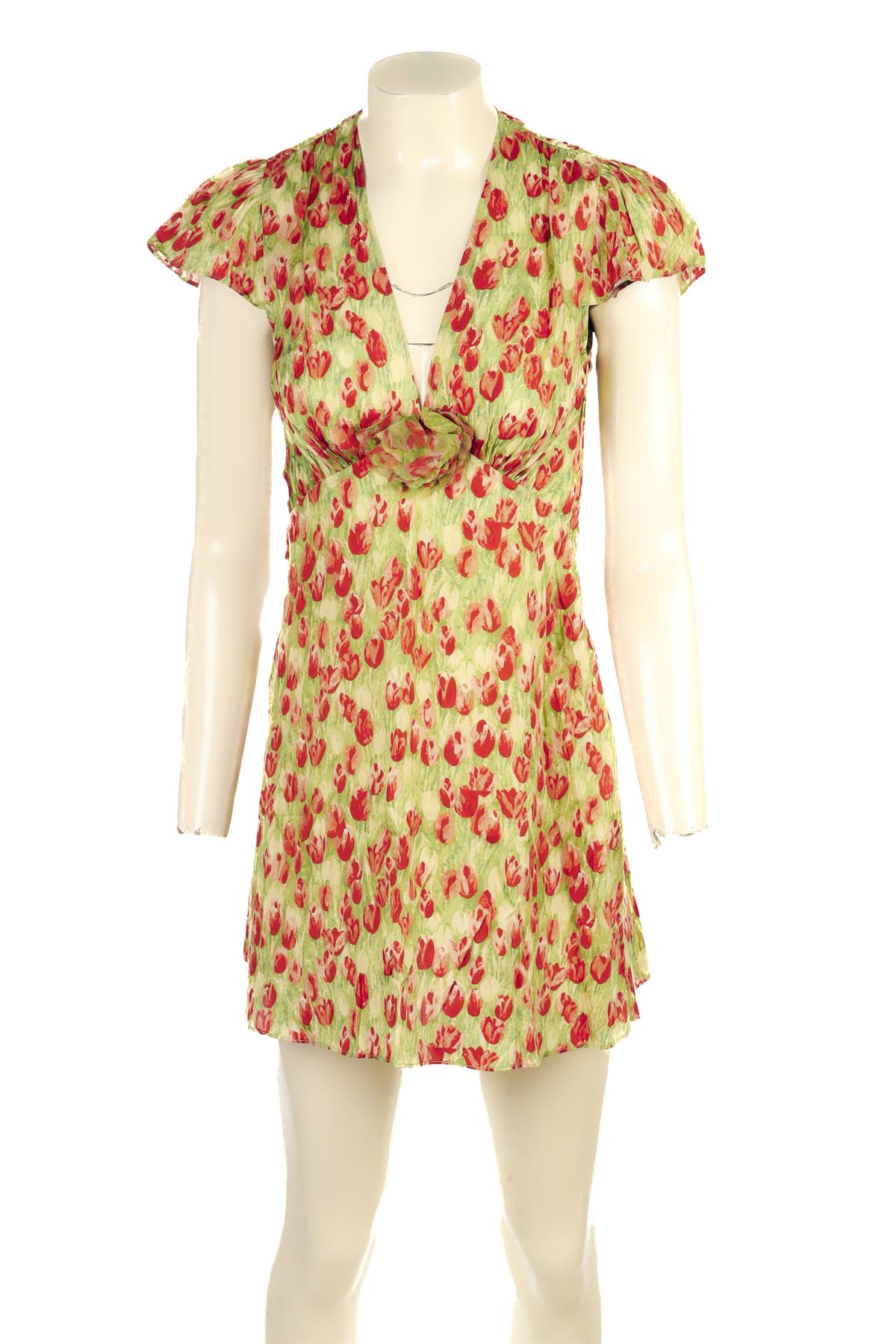 DOEN GREEN SILK MINI DRESS XSMALL