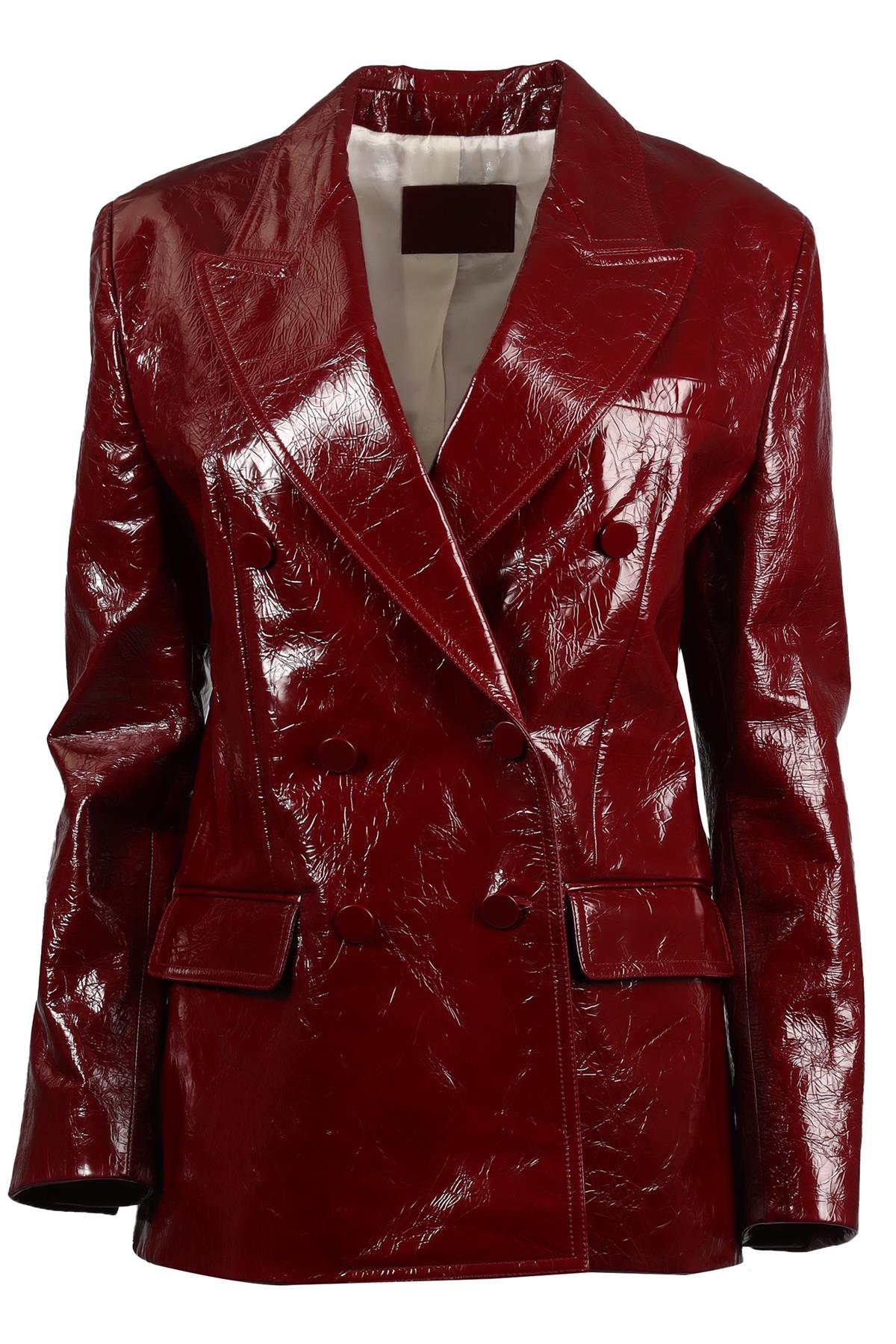 GUCCI RED 2024 PATENT LEATHER BLAZER IT 44 UK 12