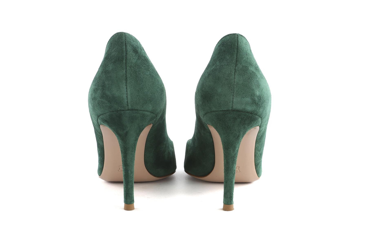 GIANVITO ROSSI GREEN SUEDE PUMPS EU 38 UK 5 US 8