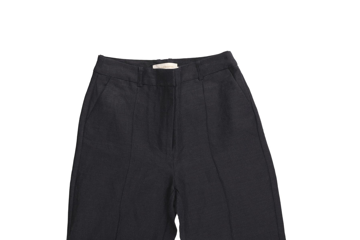 ZIMMERMANN BLUE LINEN FLARED PANTS UK 8