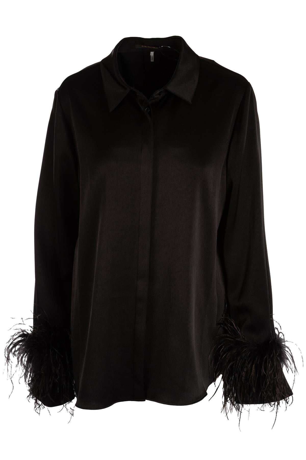 KOBI HALPERIN BLACK SATIN SHIRT LARGE