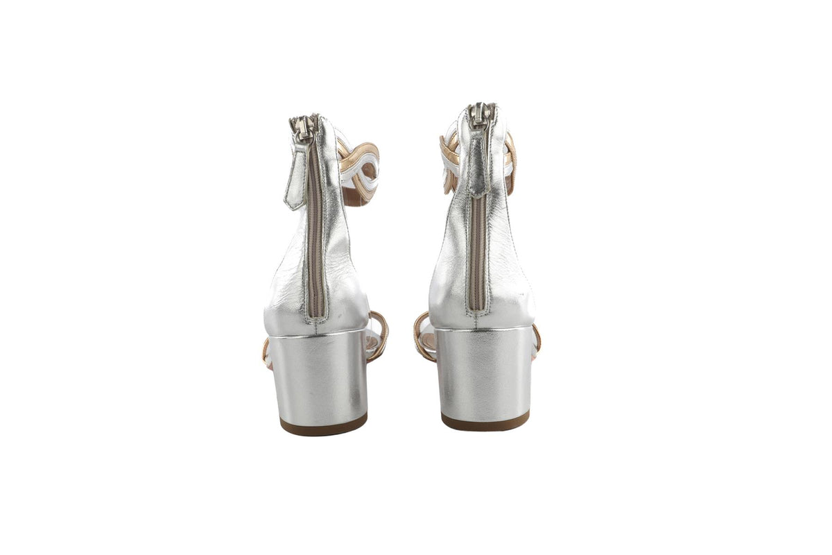 AQUAZURRA SILVER LEATHER SANDALS EU 39 UK 6 US 9