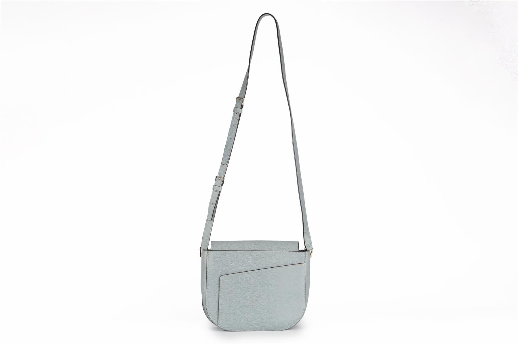 VALEXTRA BLUE TWIST LEATHER SHOULDER BAG