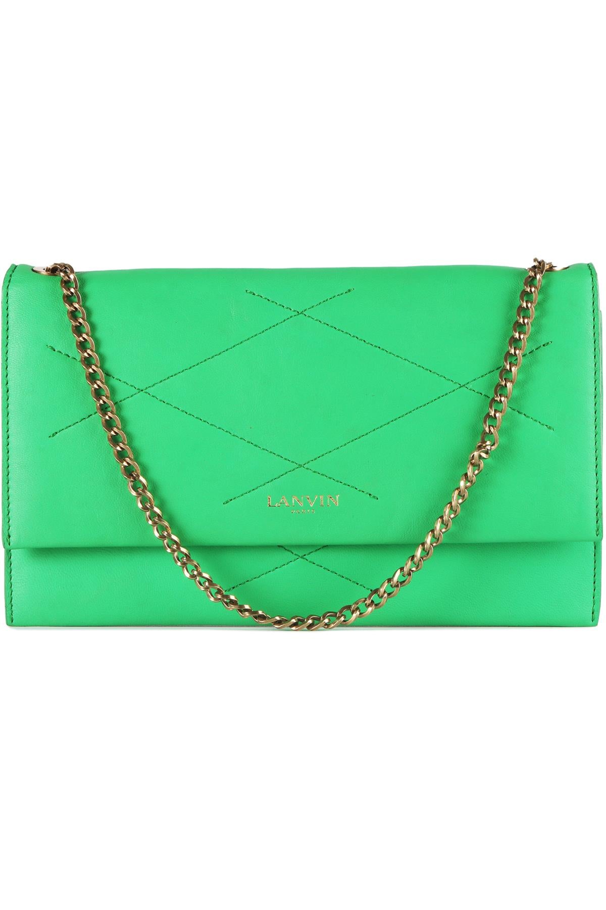 LANVIN GREEN SUGAR WALLET ON CHAIN LEATHER SHOULDER BAG