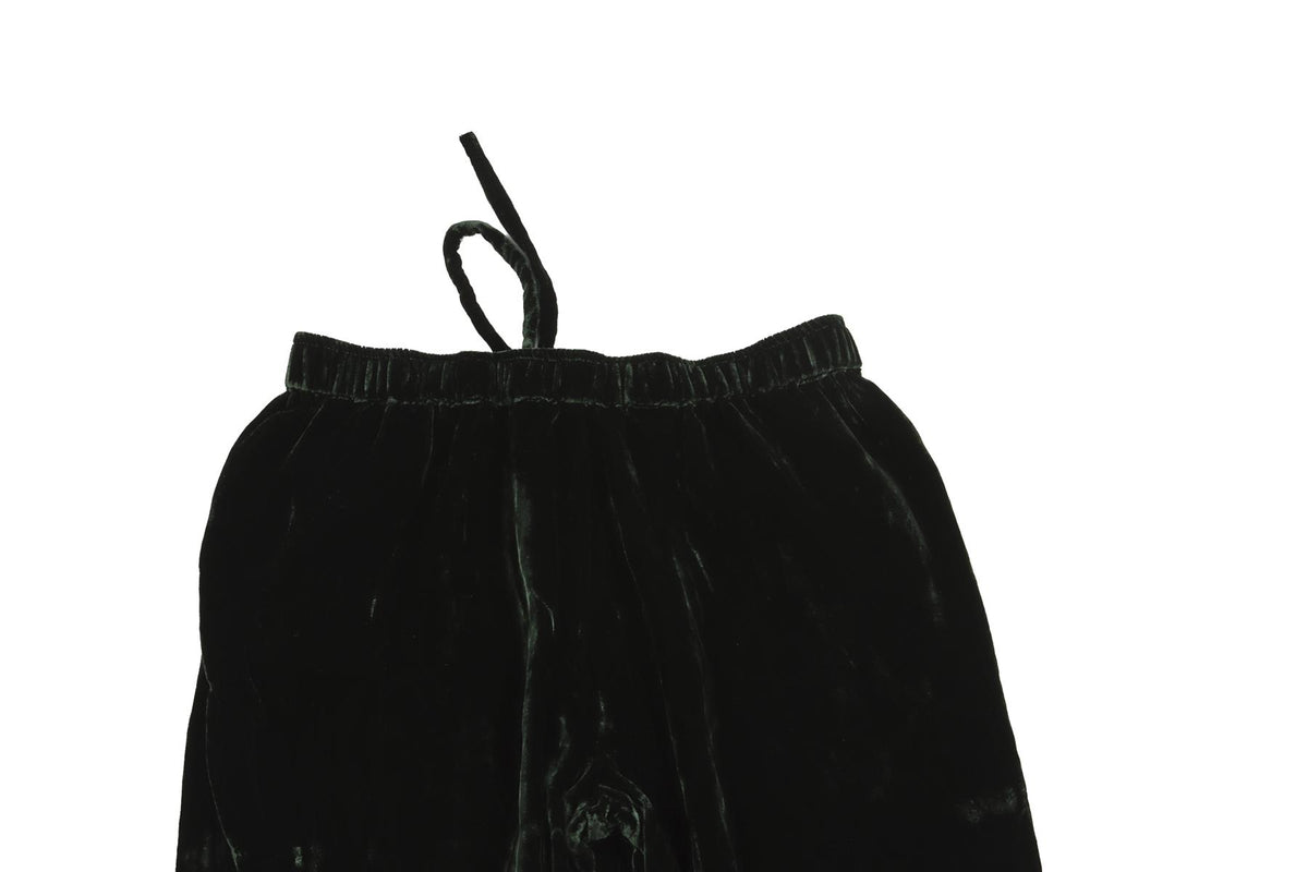 ASCENO GREEN VELVET STRAIGHT LEG PANTS XSMALL