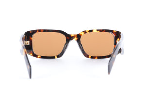PRADA BROWN RECTANGLE FRAME ACETATE SUNGLASSES