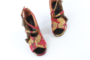 DRIES VAN NOTEN RED FABRIC SANDALS EU 38.5 UK 5.5 US 8.5