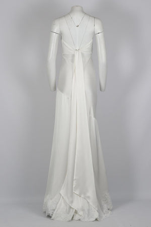 UNBRANDED CUSTOM DRAPED SATIN WEDDING DRESS SMALL