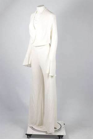 LES HÉROÏNES WHITE CREPE JUMPSUIT FR 38 UK 10