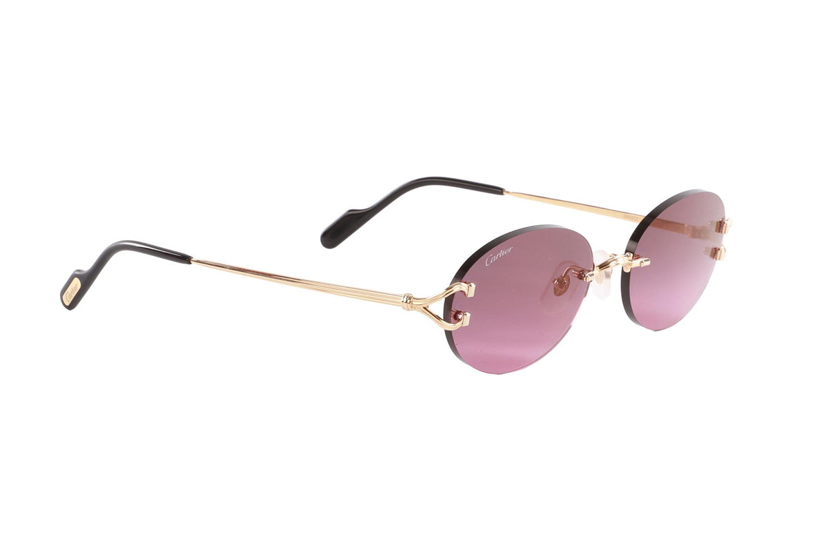 CARTIER PURPLE ROUND FRAME METAL SUNGLASSES
