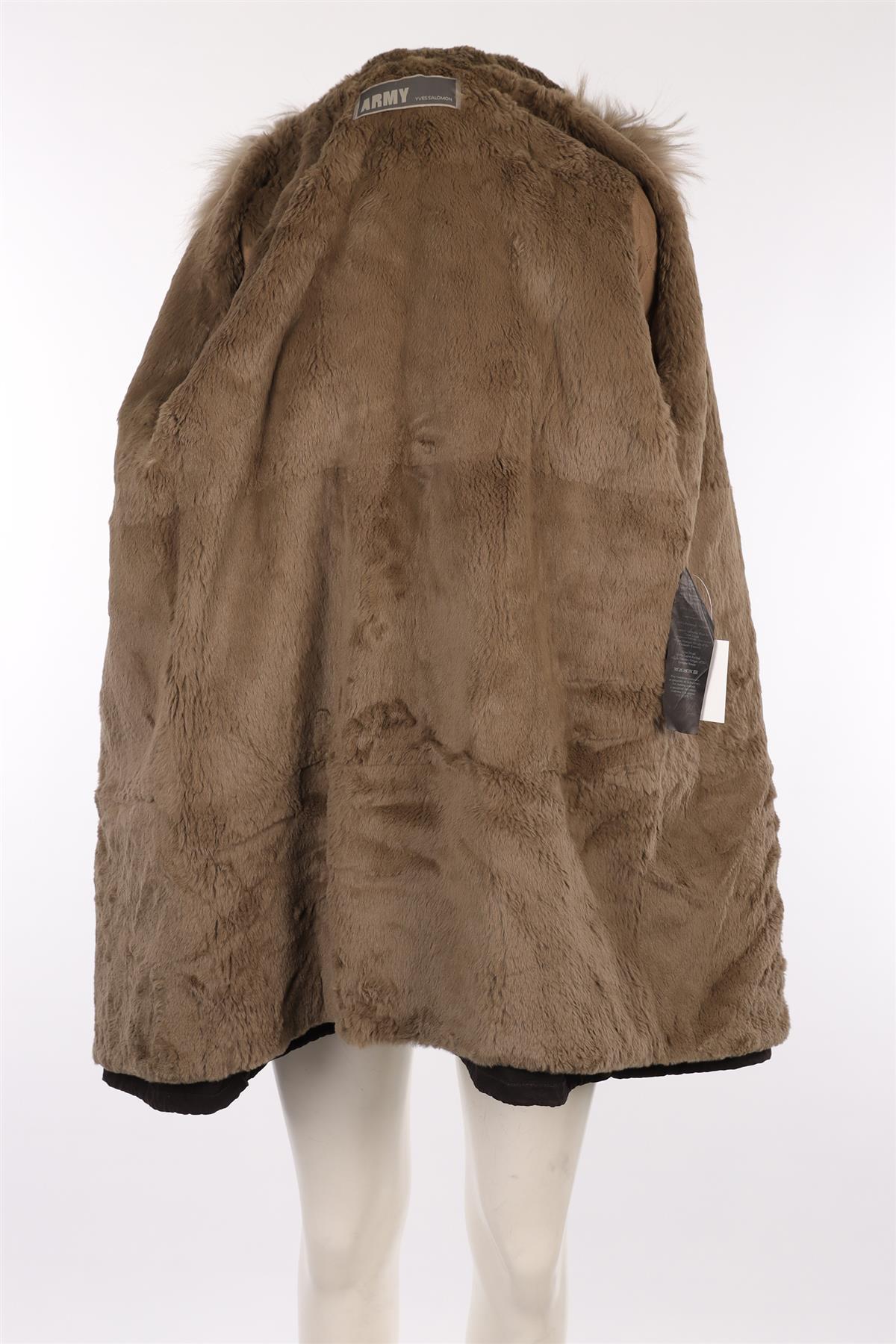 ARMY BY YVES SALOMON GREEN FUR COAT FR 36 UK 8