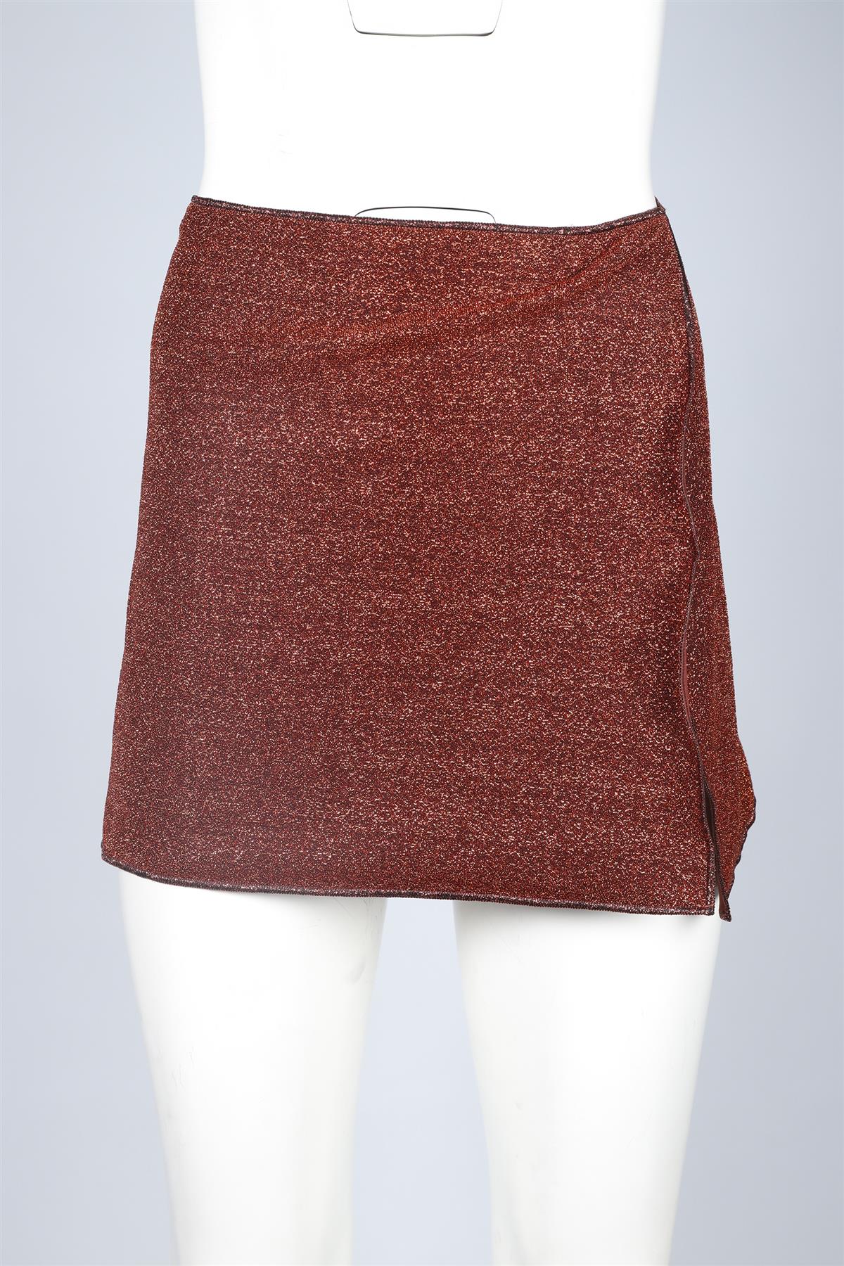OSEREE BROWN KNIT MINI SKIRT MEDIUM