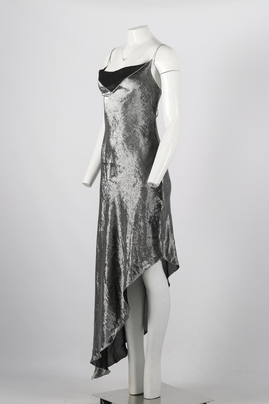 JUAN CARLOS OBANDO DRAPED SILK MAXI DRESS US 2 UK 6