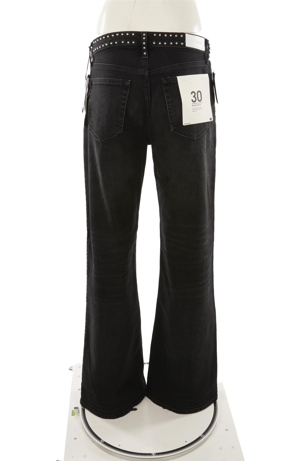 RE/DONE BLACK HIGH RISE WIDE LEG JEANS W30