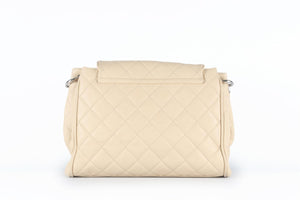 CHANEL BEIGE 2011 TIMELESS ACCORDION QUILTED CAVIAR LEATHER SHOULDER BAG