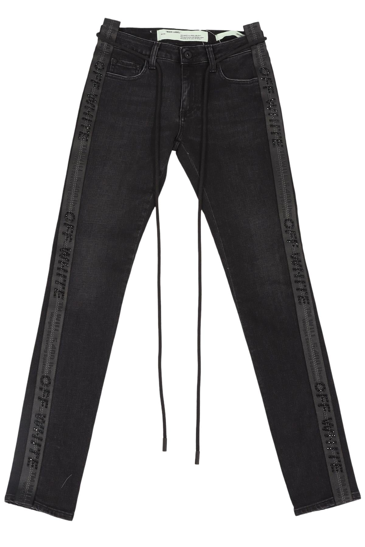 OFF-WHITE BLACK MID RISE SKINNY JEANS W25 UK 6-8