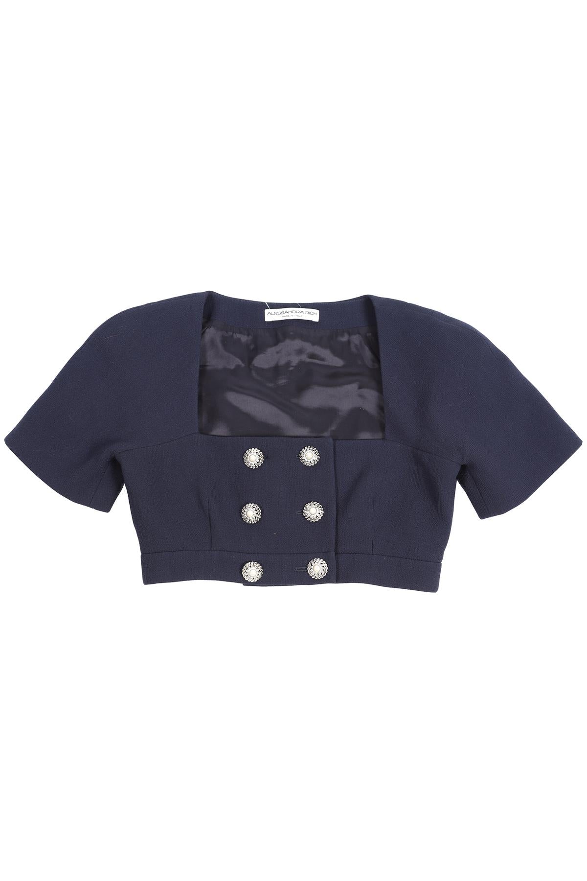 ALESSANDRA RICH CROPPED WOOL BLEND TOP IT 40 UK 8