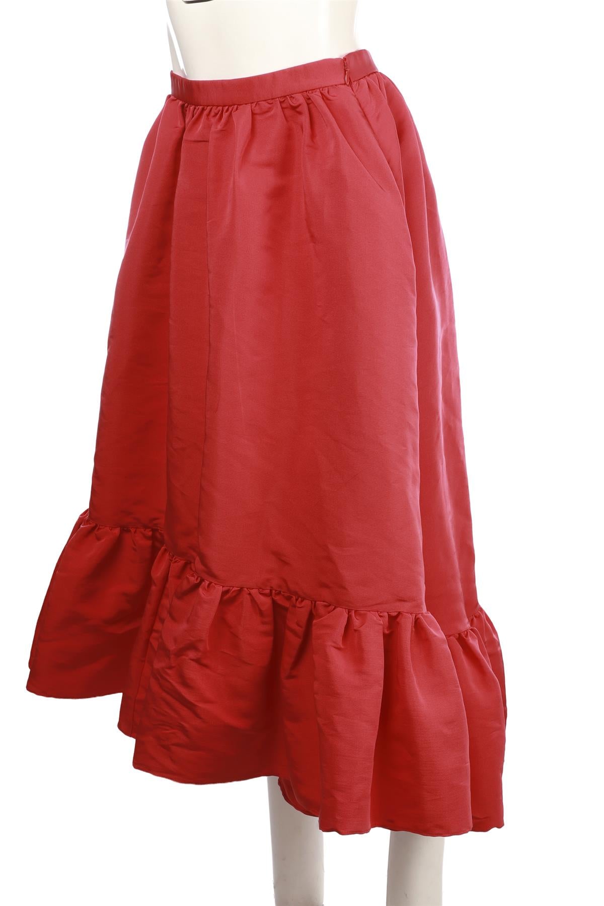 RED SILK MAXI SKIRT