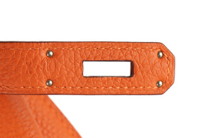 HERMÈS ORANGE 2011 SO KELLY 22 CM CLEMENCE LEATHER SHOULDER BAG