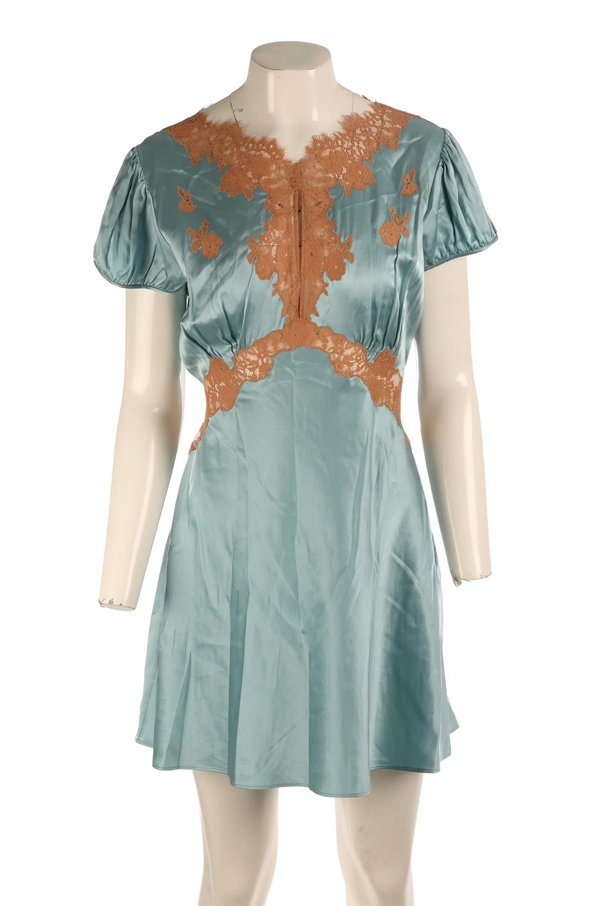DOEN BLUE SILK MINI DRESS LARGE