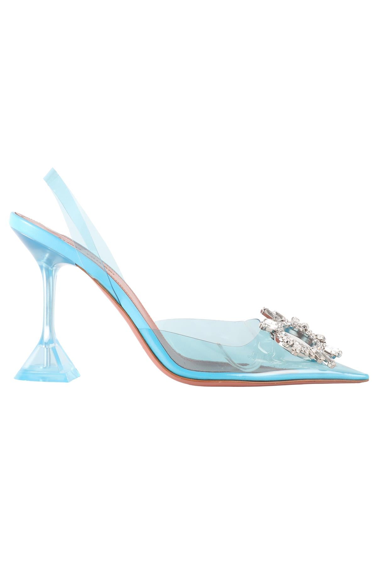 AMINA MUADDI BLUE CRYSTAL AND PVC SLINGBACK PUMPS EU 38 UK 5 US 8