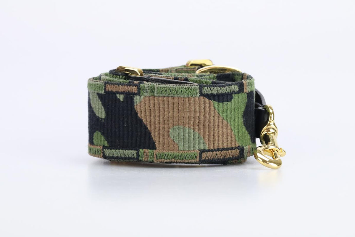 VALENTINO EMBROIDERED CANVAS AND LEATHER BAG STRAP