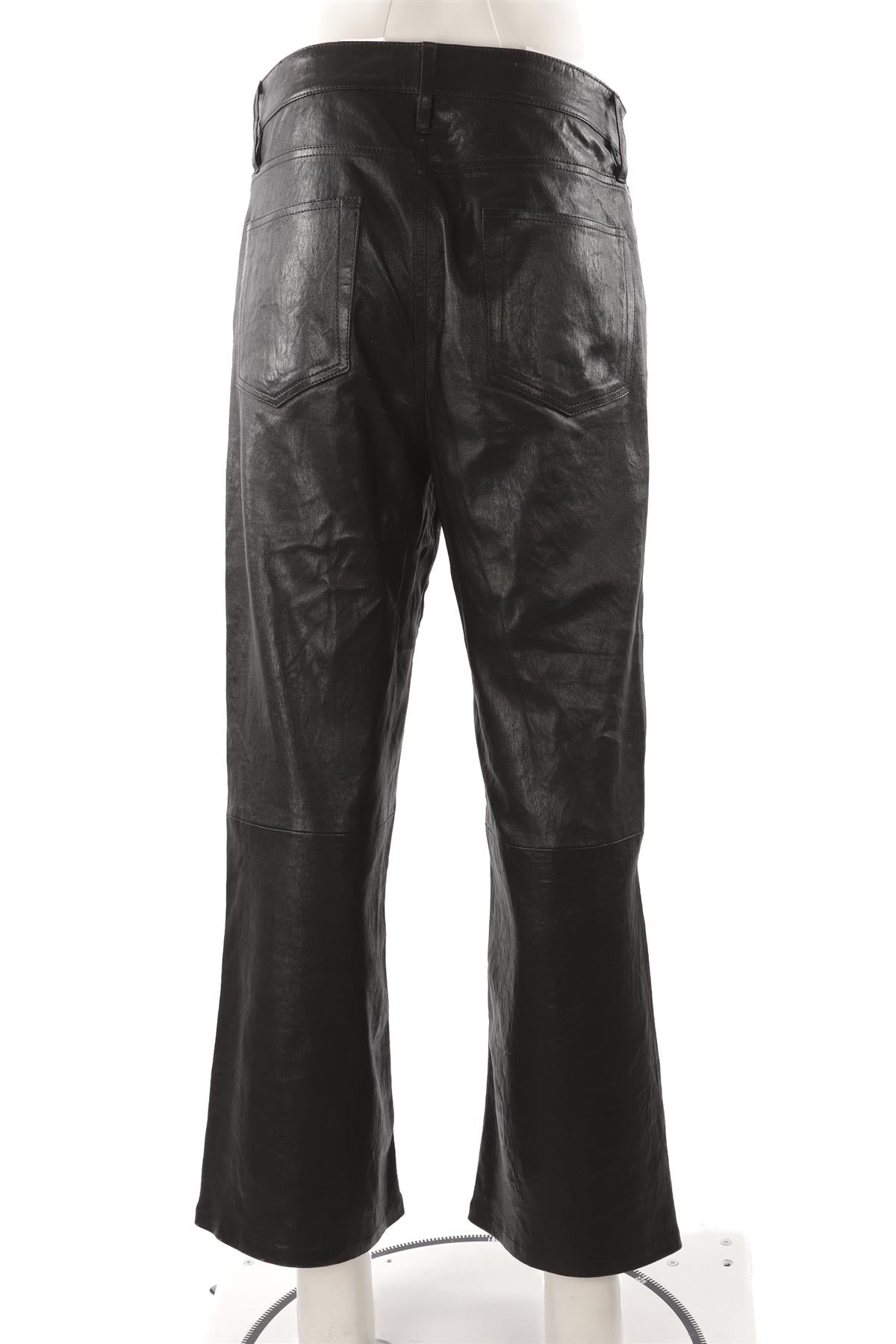 FRAME BLACK LEATHER WIDE LEG PANTS UK 8