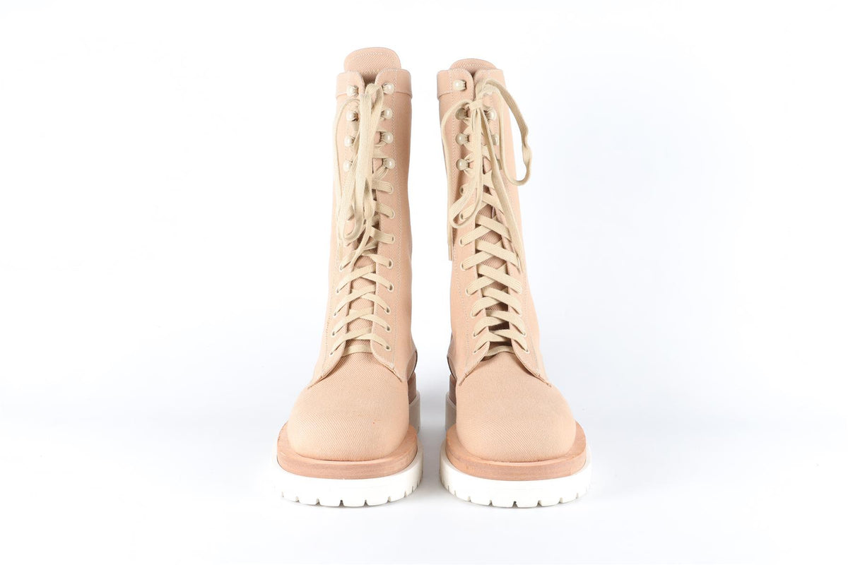 MAGDA BUTRYM BEIGE CANVAS BOOTS EU 38 UK 5 US 8