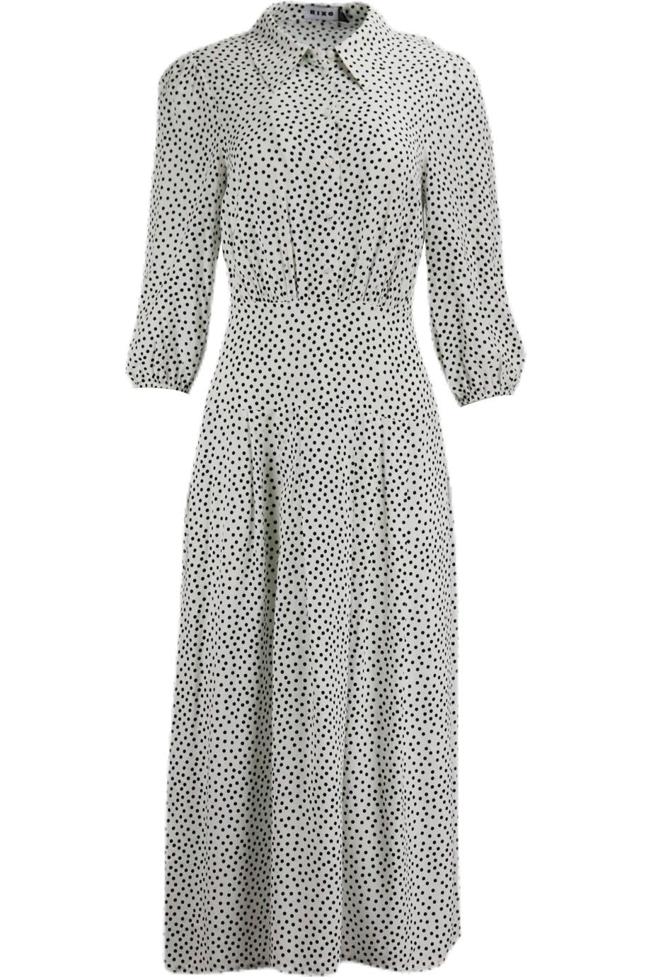 RIXO POLKA DOT VOILE MAXI DRESS XSMALL