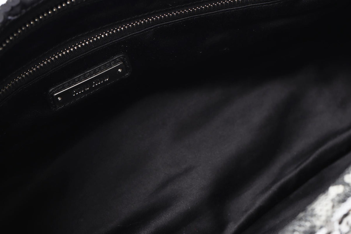 MIU MIU SEQUIN AND SATIN CLUTCH