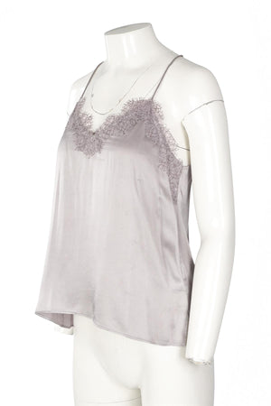 CAMI NYC GREY SILK TOP XSMALL