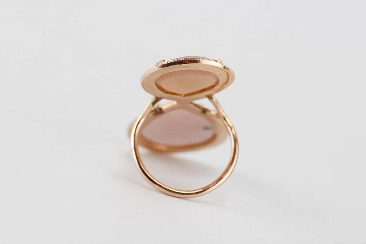 JACQUIE AICHE LARGE MOONSTONE 14K YELLOW GOLD TRINITY RING 15.5 MM