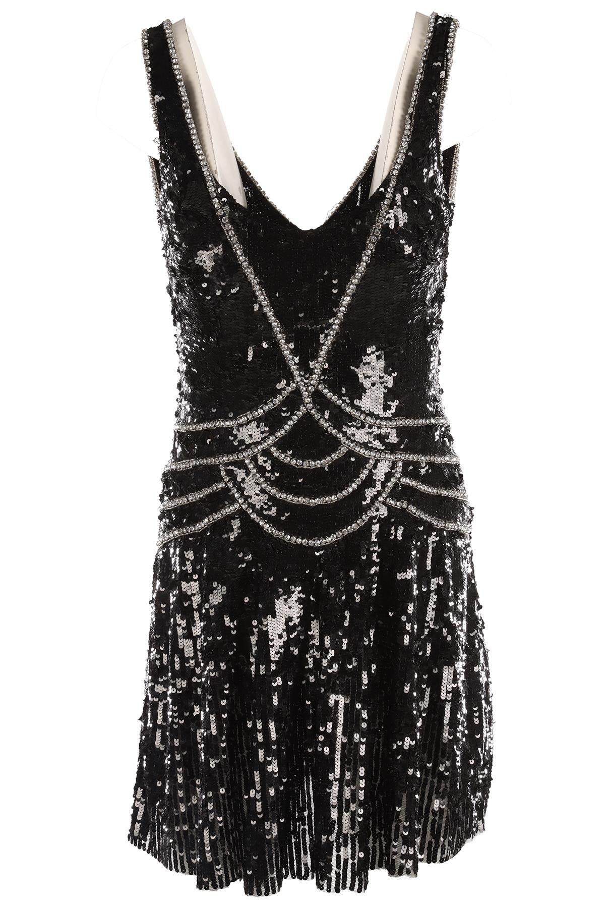 JENNY PACKHAM BLACK SEQUIN MINI DRESS UK 10