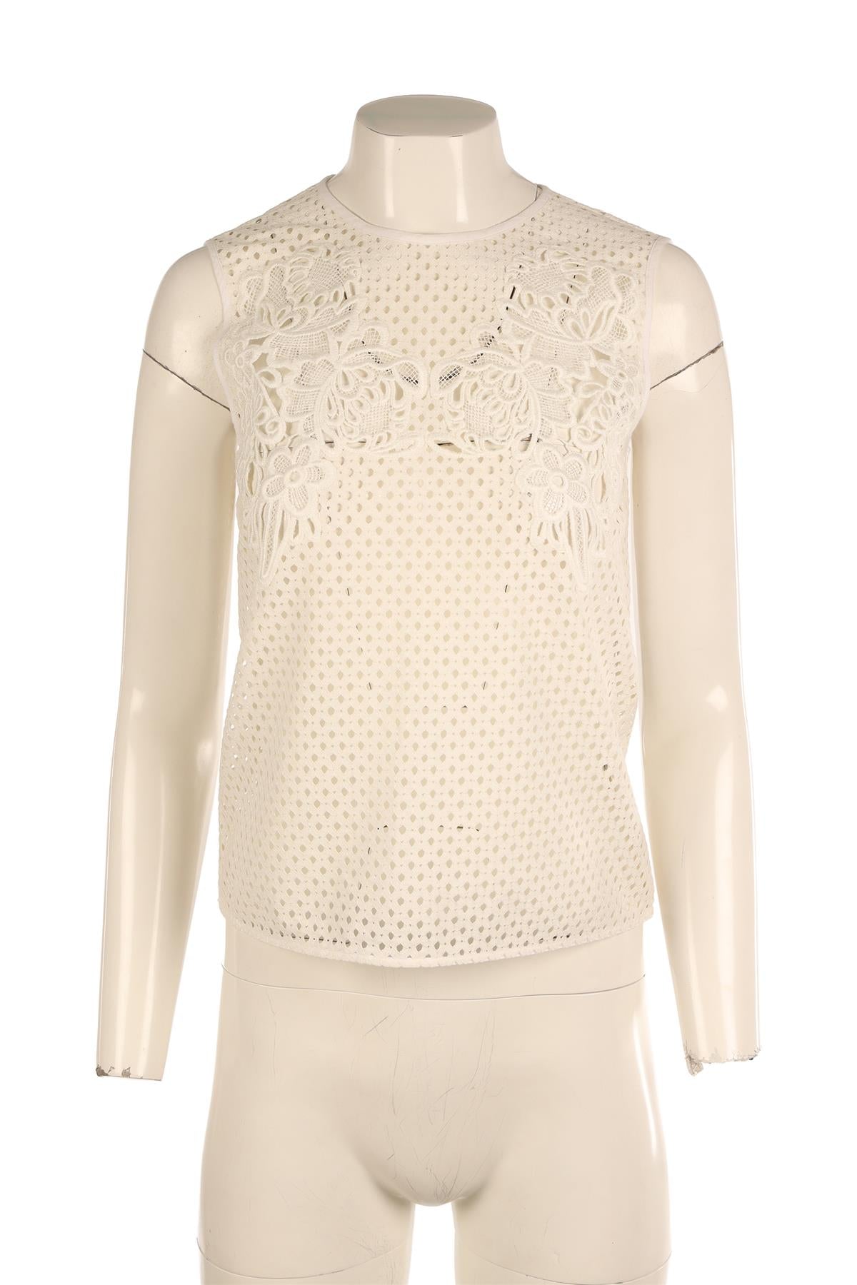 ERDEM WHITE CROCHET TOP UK 8
