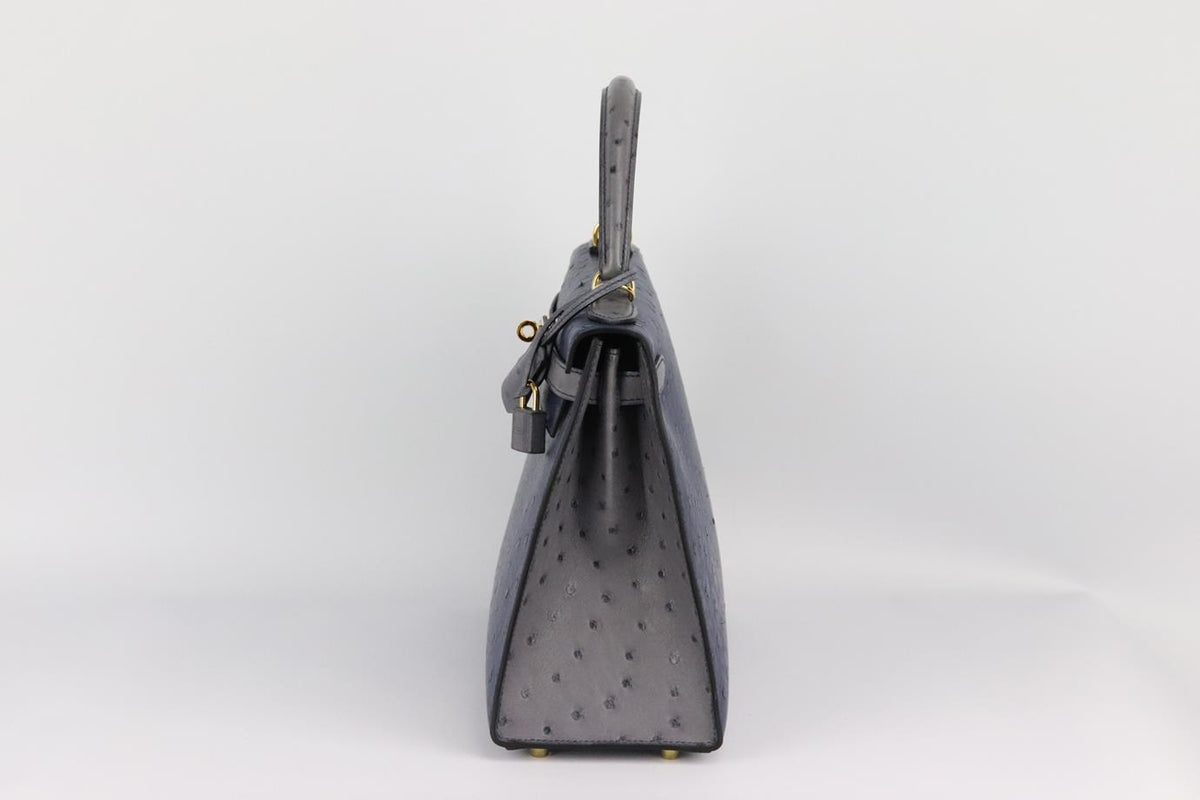 HERMÈS 2017 SPECIAL ORDER KELLY SELLIER 28CM OSTRICH LEATHER BAG