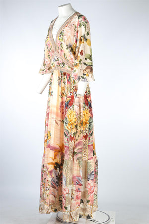 CAMILLA + THE WHITE LOTUS MULTI SILK MAXI DRESS XLARGE