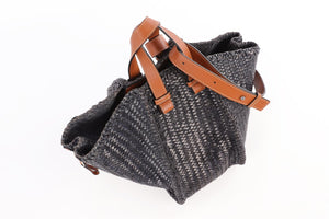 LOEWE NAVY HAMMOCK MEDIUM LEATHER TOTE BAG
