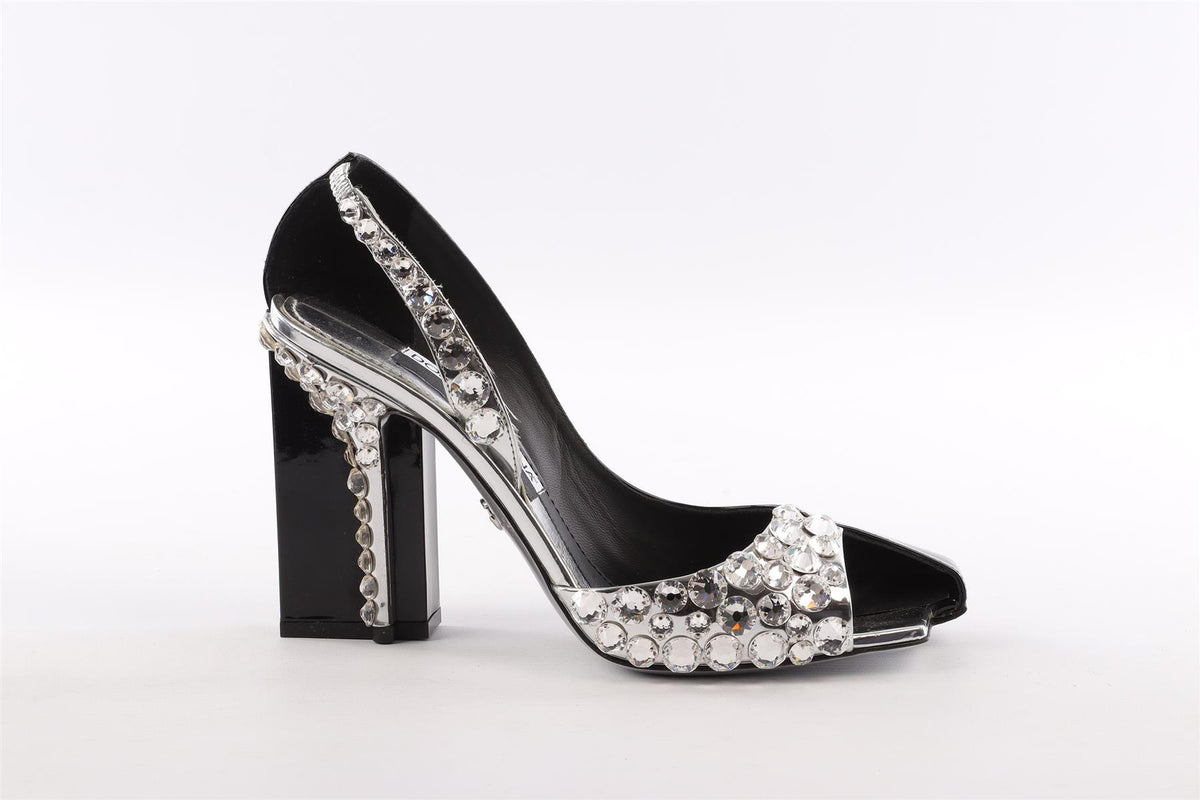 DOLCE & GABBANA BLACK LEATHER PUMPS EU 38.5 UK 5.5 US 8.5