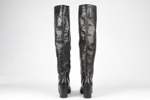 PRADA BLACK LEATHER KNEE HIGH BOOTS EU 38 UK 5 US 8