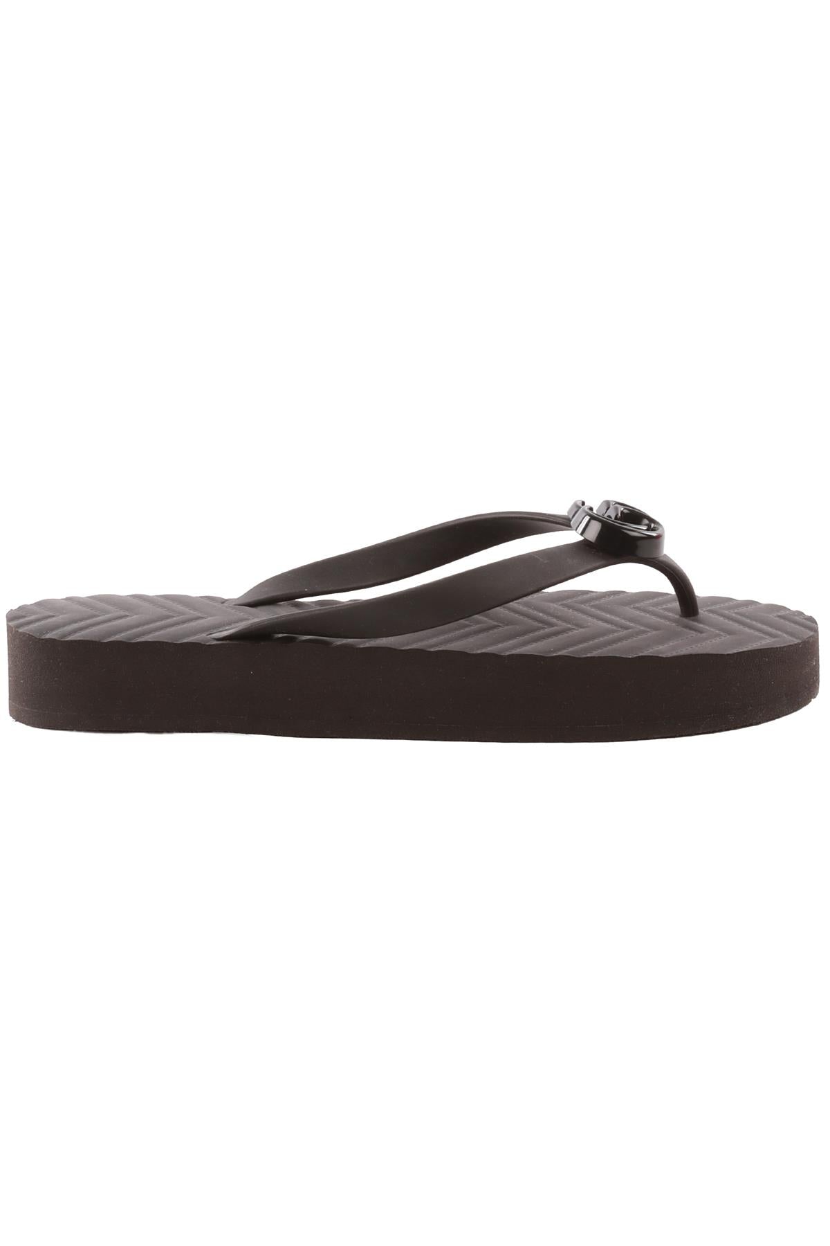 GUCCI BLACK GG RUBBER FLIP FLOPS EU 40 UK 7 US 10