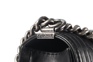 CHANEL BLACK 2014 BOY LARGE QUILTED LEATHER SHOULDER BAG