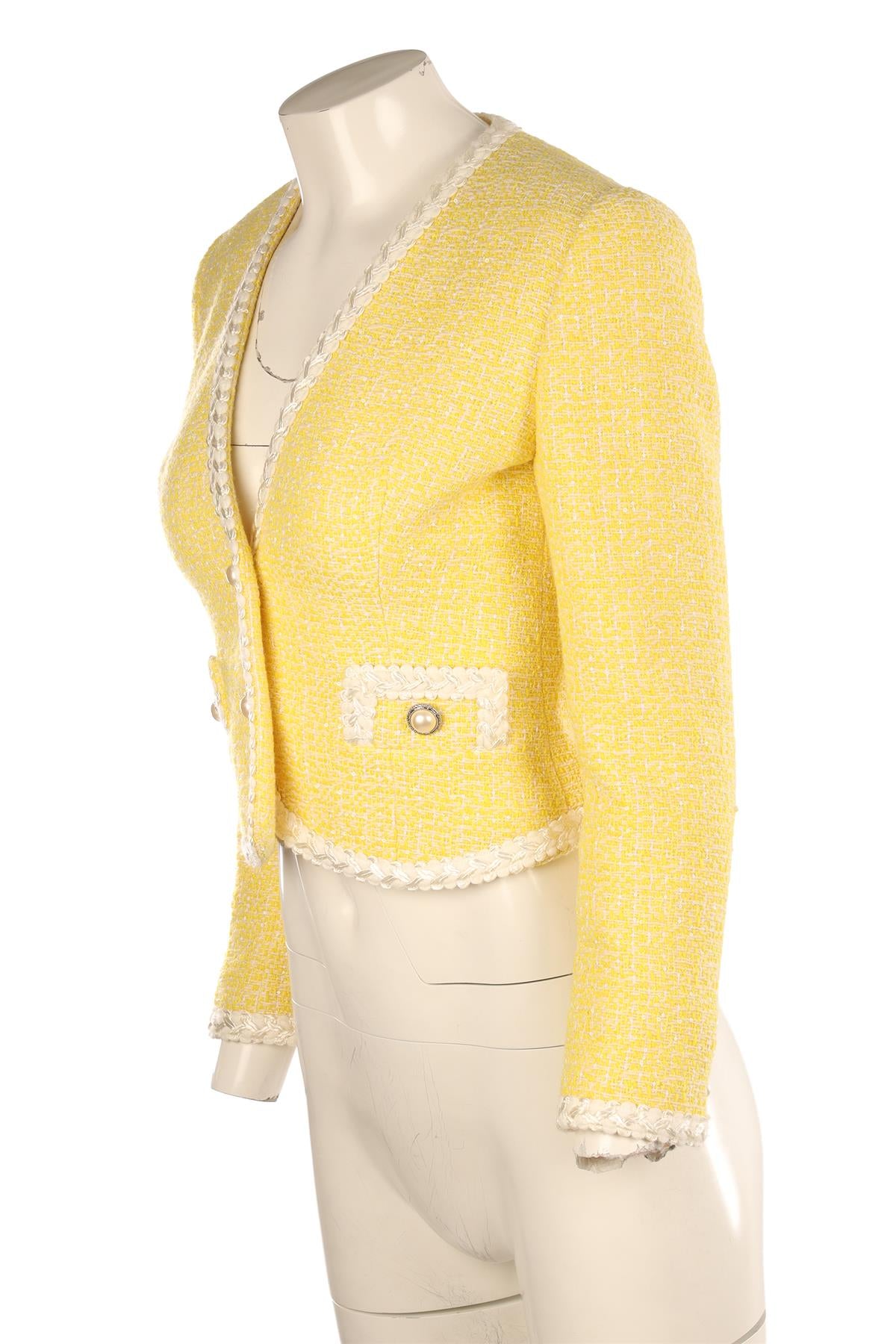 ALESSANDRA RICH YELLOW TWEED JACKET IT 40 UK 8