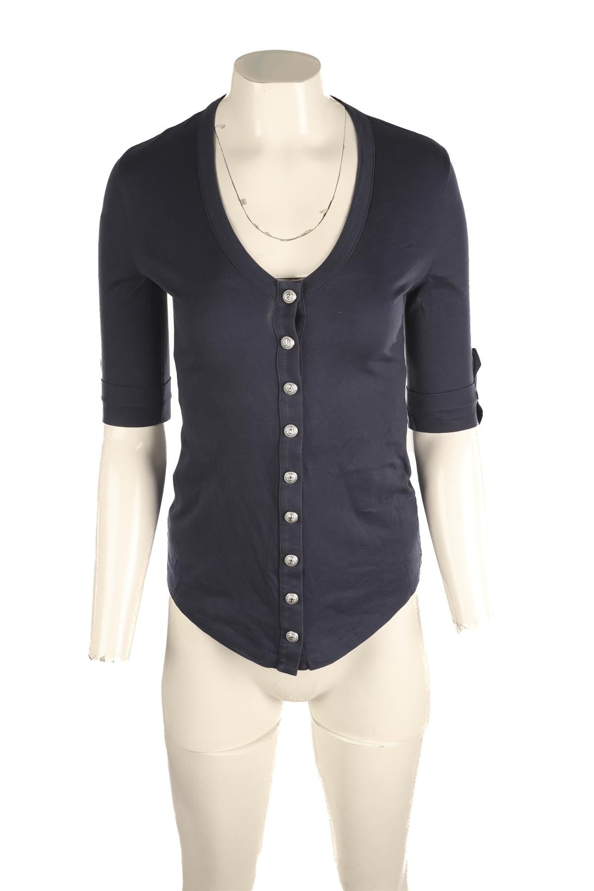 BALMAIN BLUE COTTON TOP FR 36 UK 8